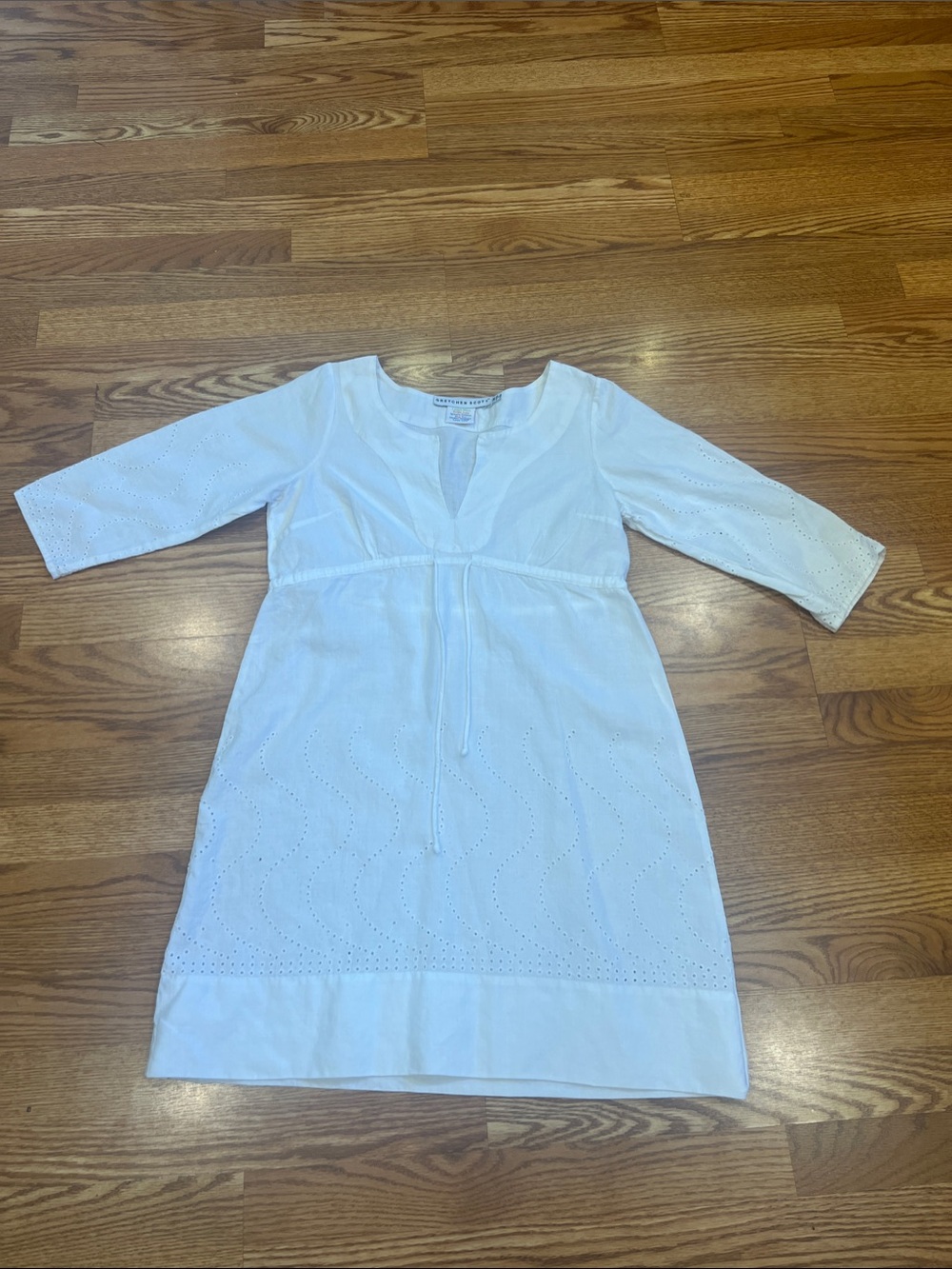 Gretchen Scott Designs White Eyelet Tie-Front Midi Dress